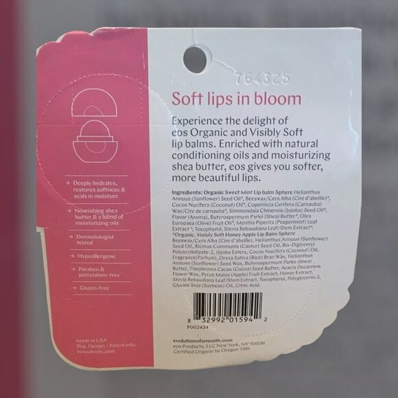 EOS Spring Lip Balm 2 Pack - Honey Apple & Organic Sweet Mint, 0.25 oz Each - Picture 2 of 2